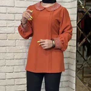 شومیز یقه ب ب نگینی کد 82121
