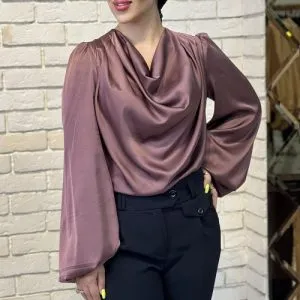 شومیز یقه شل سیلک کد 8544